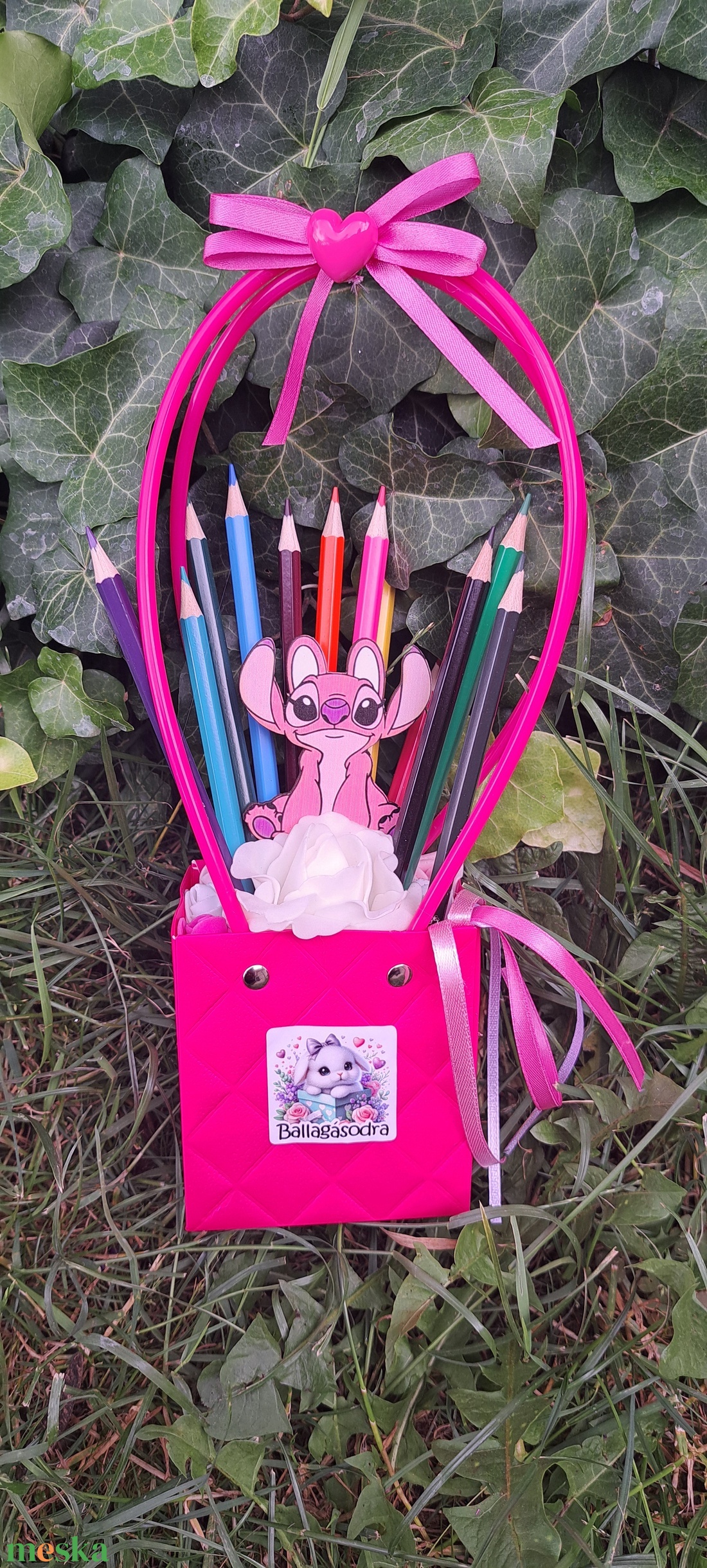 Ballagási  kistáska stitch angel nyuszi - otthon & életmód - virágdekoráció - virágok - virágcsokor - Meska.hu