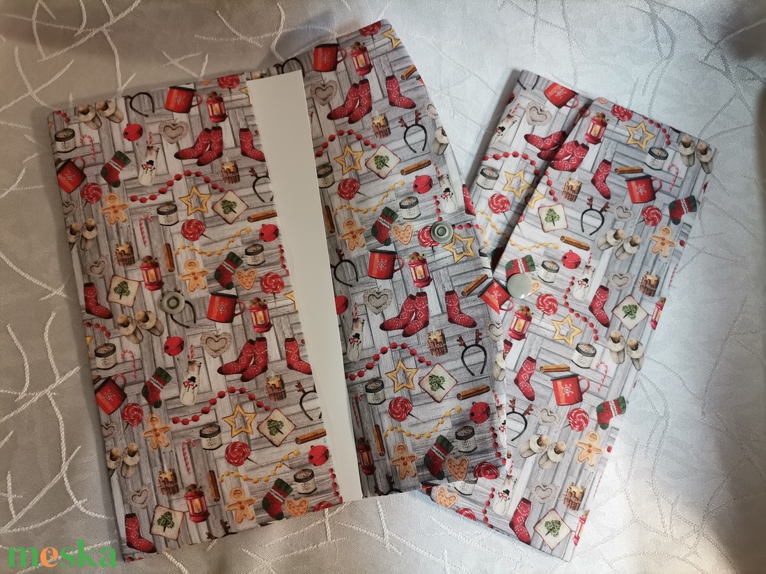 Karácsonyi mintás textil boríték (szürke)  - esküvő - emlék & ajándék - nászajándék - esküvői pénzátadó boríték, kártya - Meska.hu
