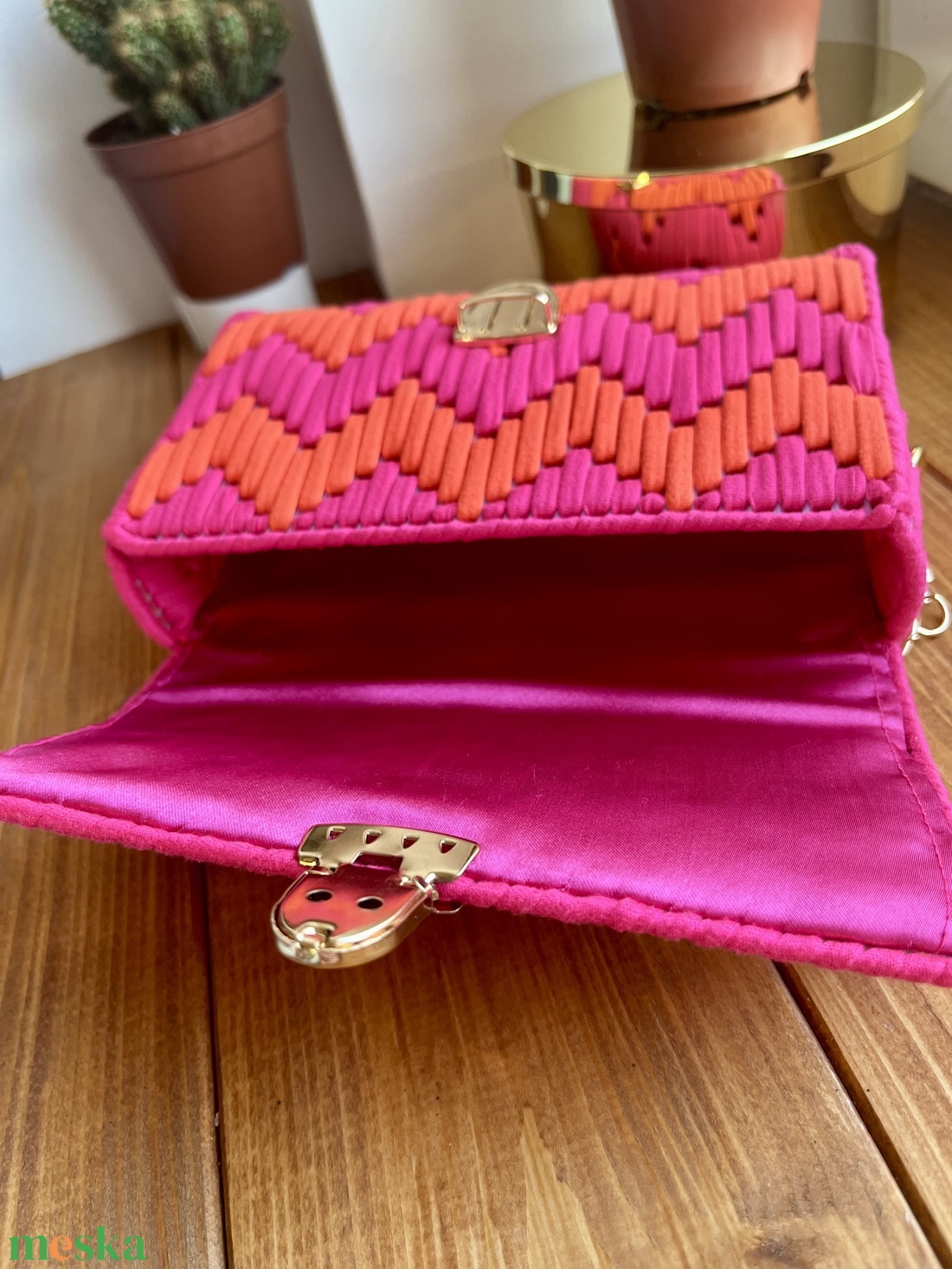 Pink-narancssárga táska - táska & tok - kézitáska & válltáska - vállon átvethető táska - Meska.hu