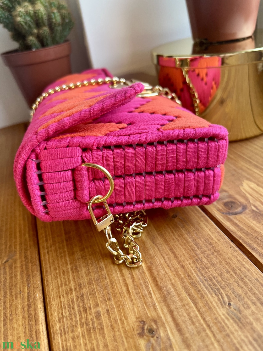 Pink-narancssárga táska - táska & tok - kézitáska & válltáska - vállon átvethető táska - Meska.hu