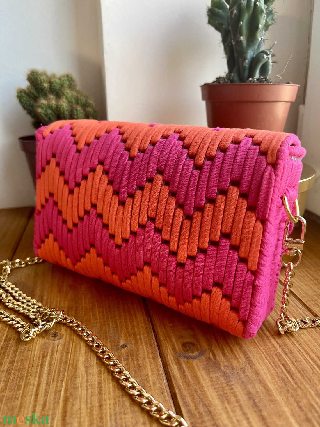 Pink-narancssárga táska - táska & tok - kézitáska & válltáska - vállon átvethető táska - Meska.hu