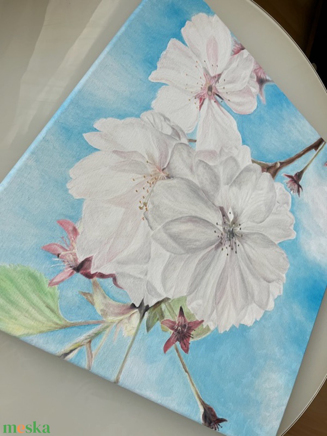 Cherry Blossom cseresznyevirágot ábrázoló saját készítésű olajfestmény - művészet - festmény - olajfestmény - Meska.hu