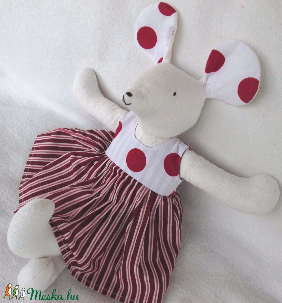 Egérke, piros pöttyös-csíkos -  - Meska.hu