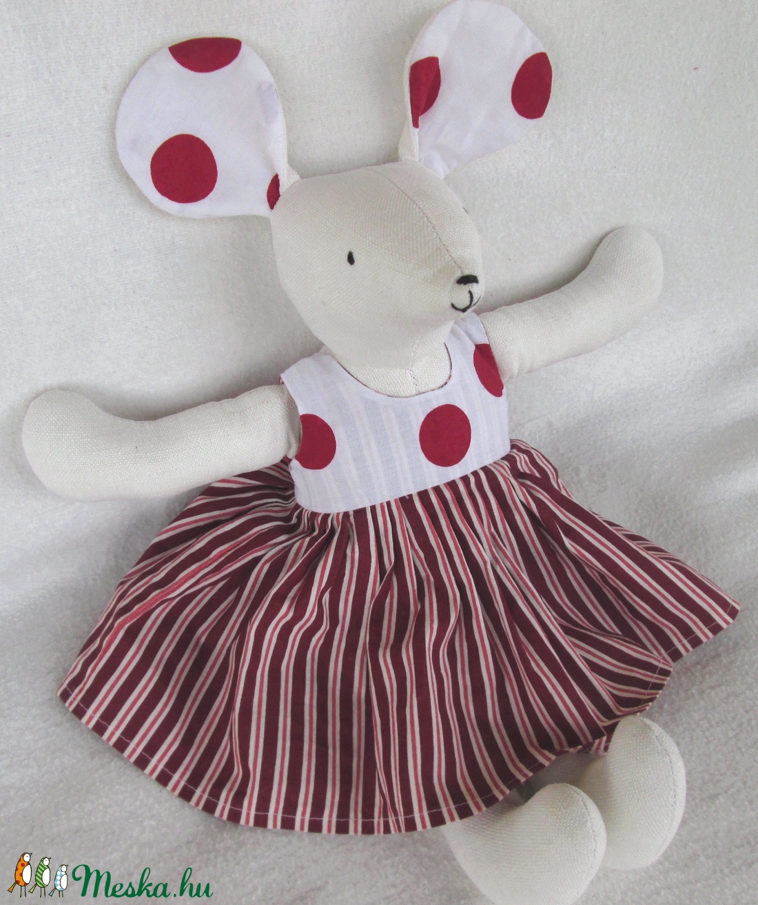 Egérke, piros pöttyös-csíkos -  - Meska.hu