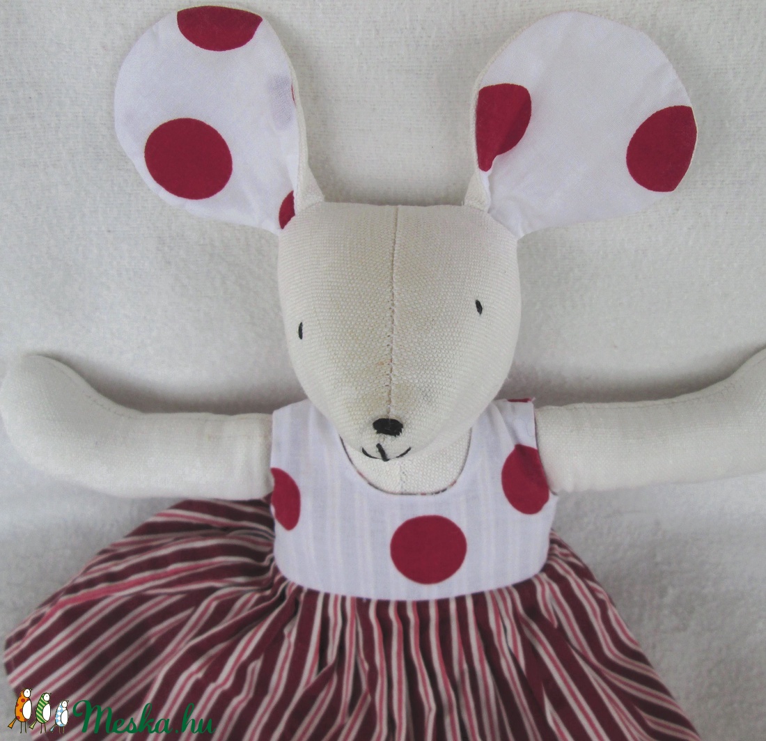 Egérke, piros pöttyös-csíkos -  - Meska.hu