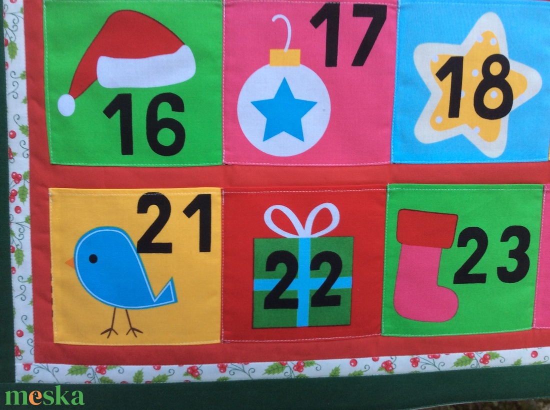 Óriási zsebes színes, zöld szélű adventi naptár - karácsony - adventi díszek - adventi naptár - Meska.hu Óriási zsebes színes, zöld szélű adventi naptár - karácsony - adventi díszek - adventi naptár - Meska.hu