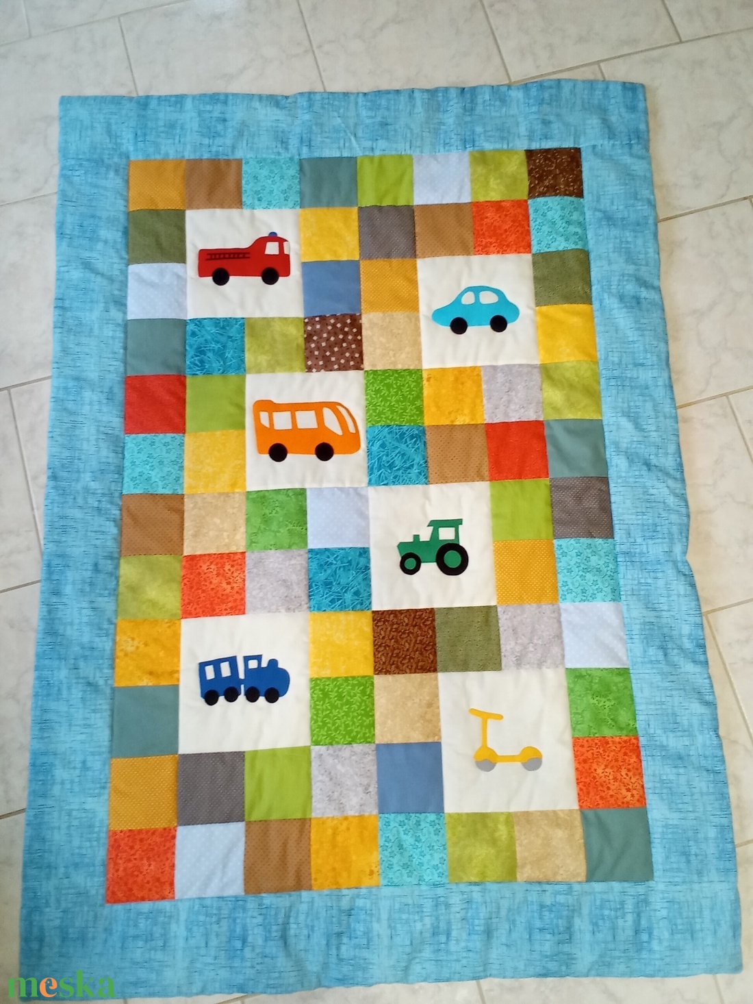 Járgányos takaró tűzoltóautóval, rollerrel, busszal, vonattal, traktorral és autóval - baba - mama - babaágyneműk - babatakaró, gyerek pléd - Meska.hu