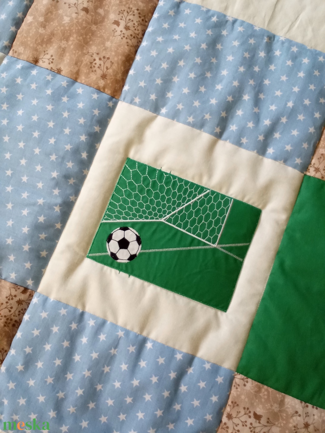 FOCIS takaró kék-zöld-drapp színben - baba - mama - baba ágynemű - babatakaró, gyerek pléd - Meska.hu