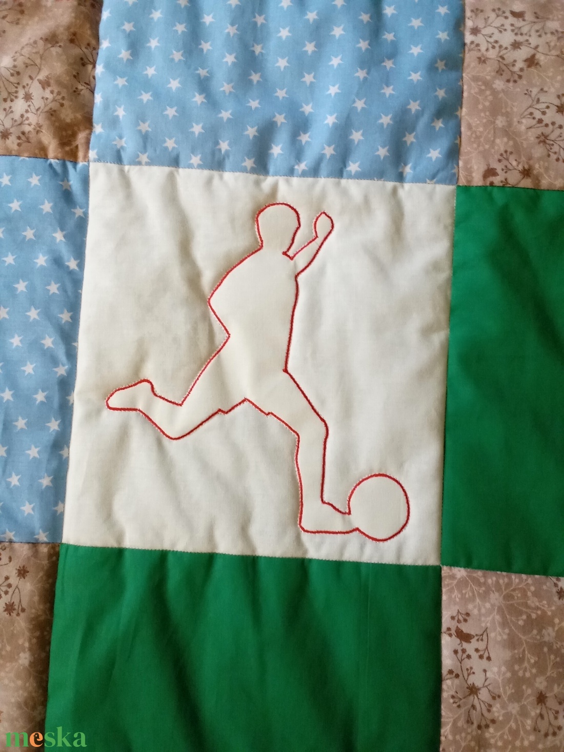 FOCIS takaró kék-zöld-drapp színben - baba - mama - baba ágynemű - babatakaró, gyerek pléd - Meska.hu