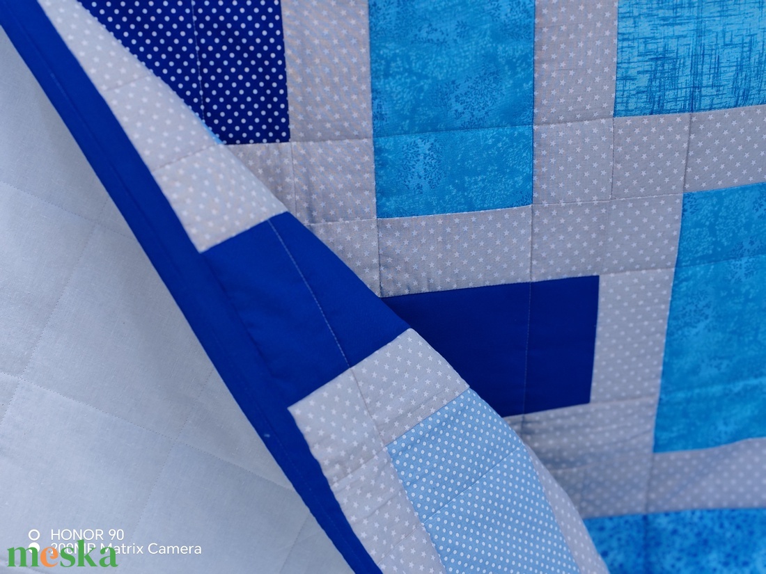 Kék-szürke takaró - otthon & életmód - lakástextil - ágytakaró - Meska.hu