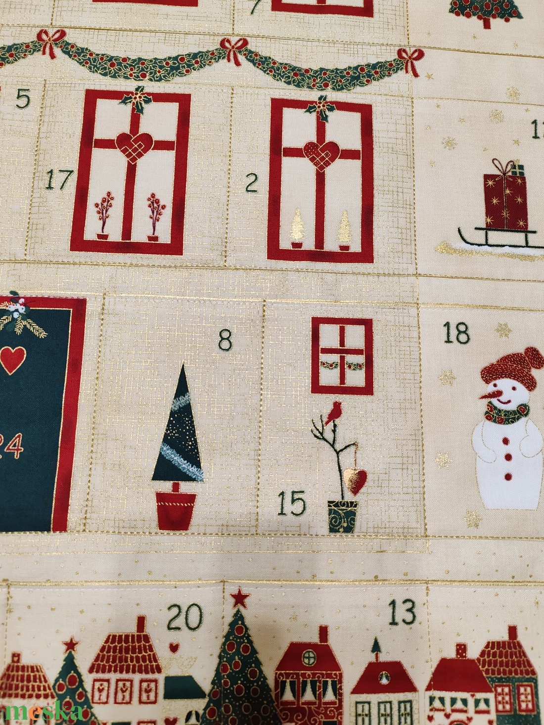 Adventi házas zöld szélű adventi naptár  - karácsony - adventi díszek - adventi naptár - Meska.hu
