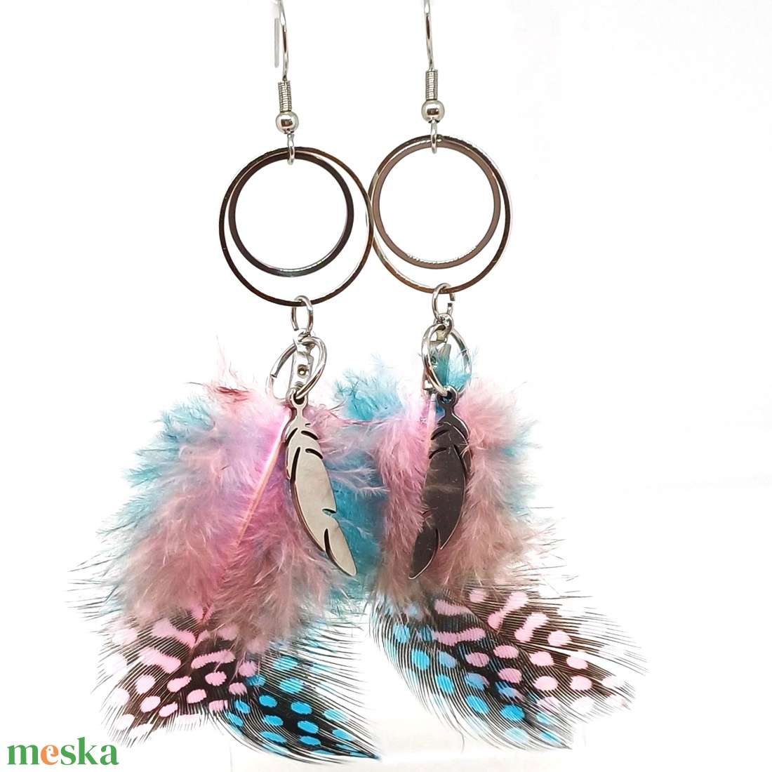 Kolibri - nemesacél, toll, lógós fülbevaló, ékszer - ékszer - fülbevaló - lógó fülbevaló - Meska.hu