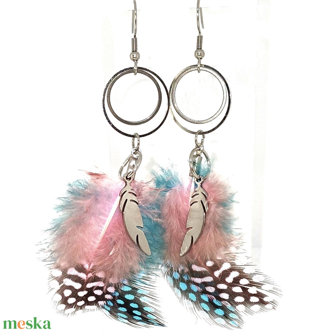 Kolibri - nemesacél, toll, lógós fülbevaló, ékszer - ékszer - fülbevaló - lógó fülbevaló - Meska.hu