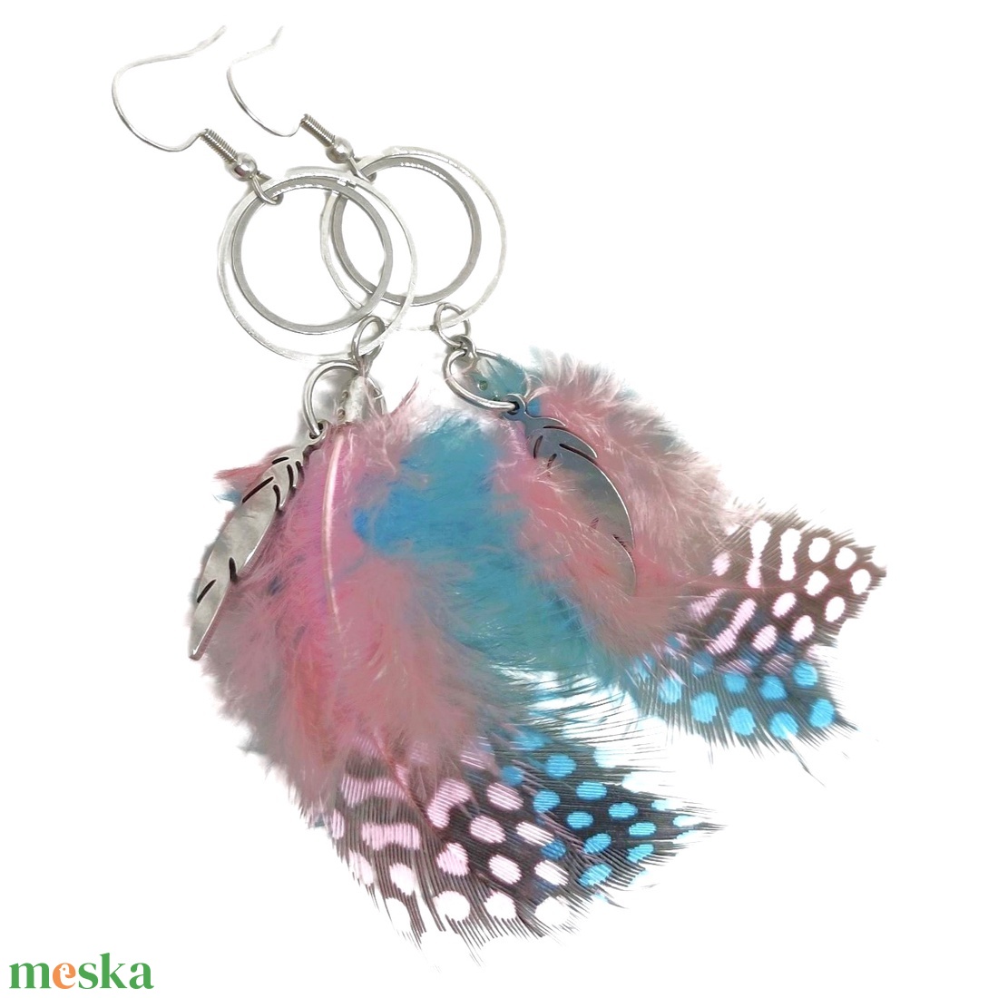 Kolibri - nemesacél, toll, lógós fülbevaló, ékszer - ékszer - fülbevaló - lógó fülbevaló - Meska.hu