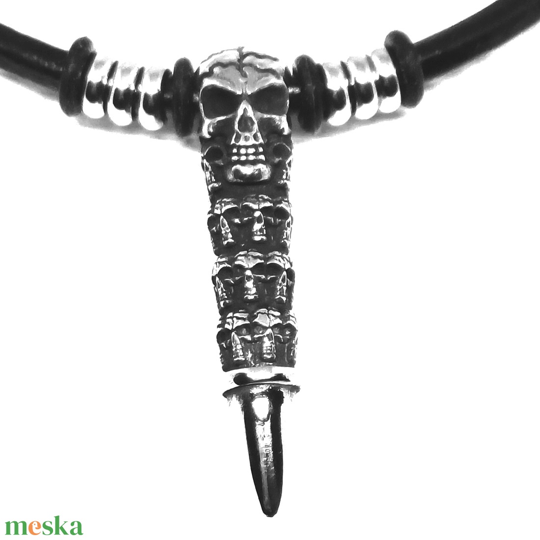 Predator totem férfi bőr - nemesacél nyaklánc - ékszer - nyaklánc - statement nyaklánc - Meska.hu