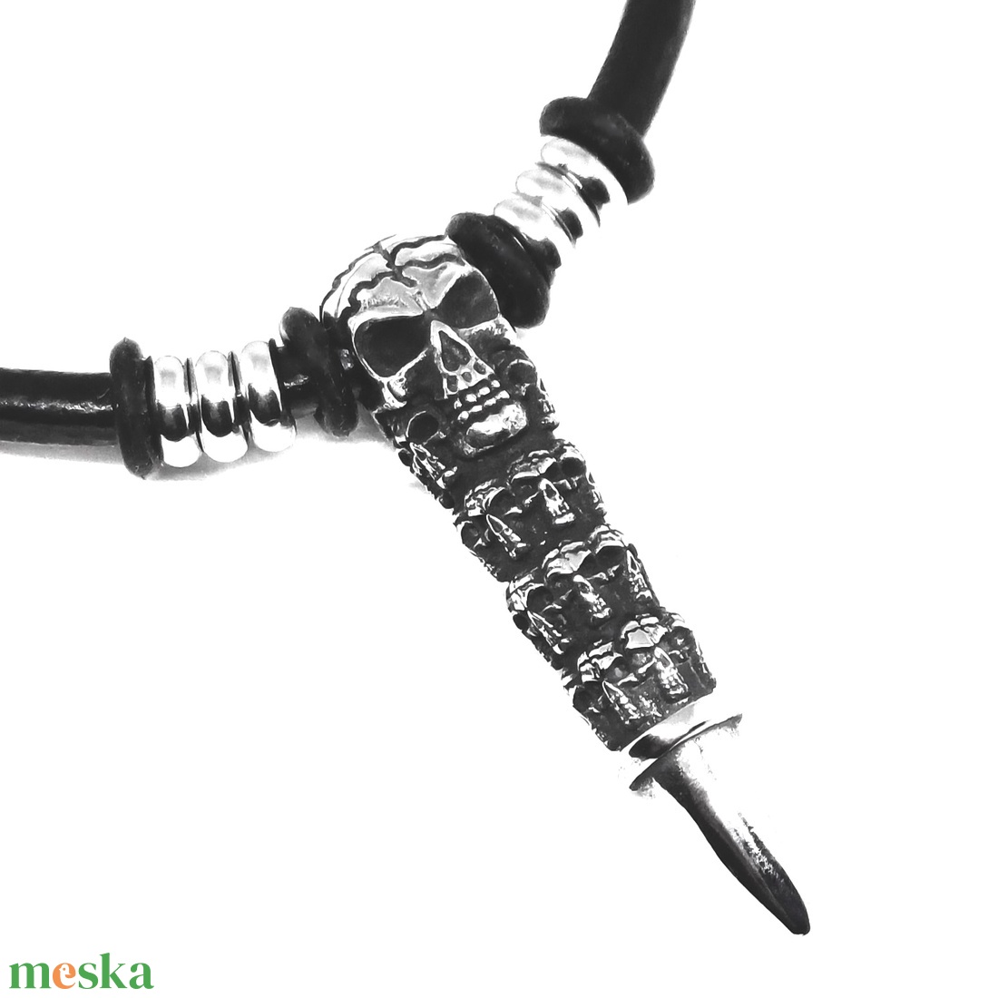 Predator totem férfi bőr - nemesacél nyaklánc - ékszer - nyaklánc - statement nyaklánc - Meska.hu