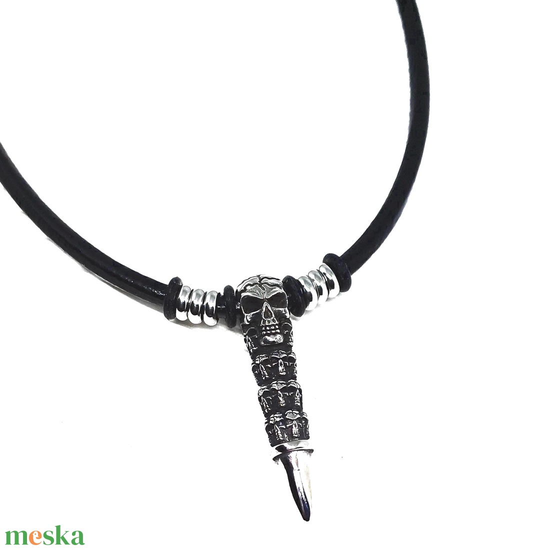 Predator totem férfi bőr - nemesacél nyaklánc - ékszer - nyaklánc - statement nyaklánc - Meska.hu