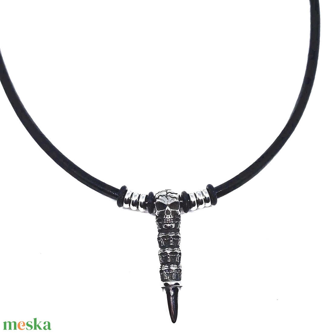 Predator totem férfi bőr - nemesacél nyaklánc - ékszer - nyaklánc - statement nyaklánc - Meska.hu