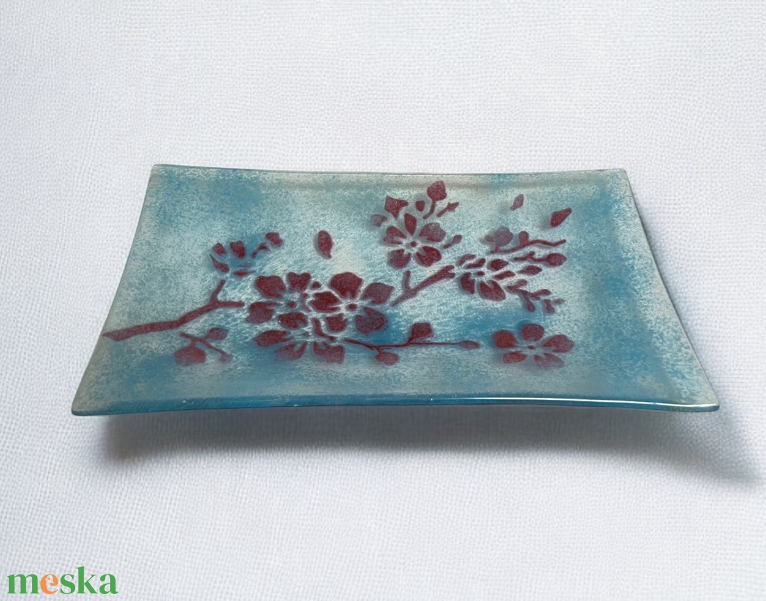 Cherry blossom üvegtál - otthon & életmód - konyhafelszerelés, tálalás - tálalás - üveg & kancsó - Meska.hu