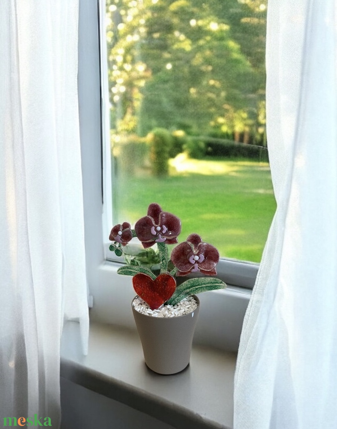 Üveg Orchidea - otthon & életmód - dekoráció - asztal és polc dekoráció - díszüveg - Meska.hu