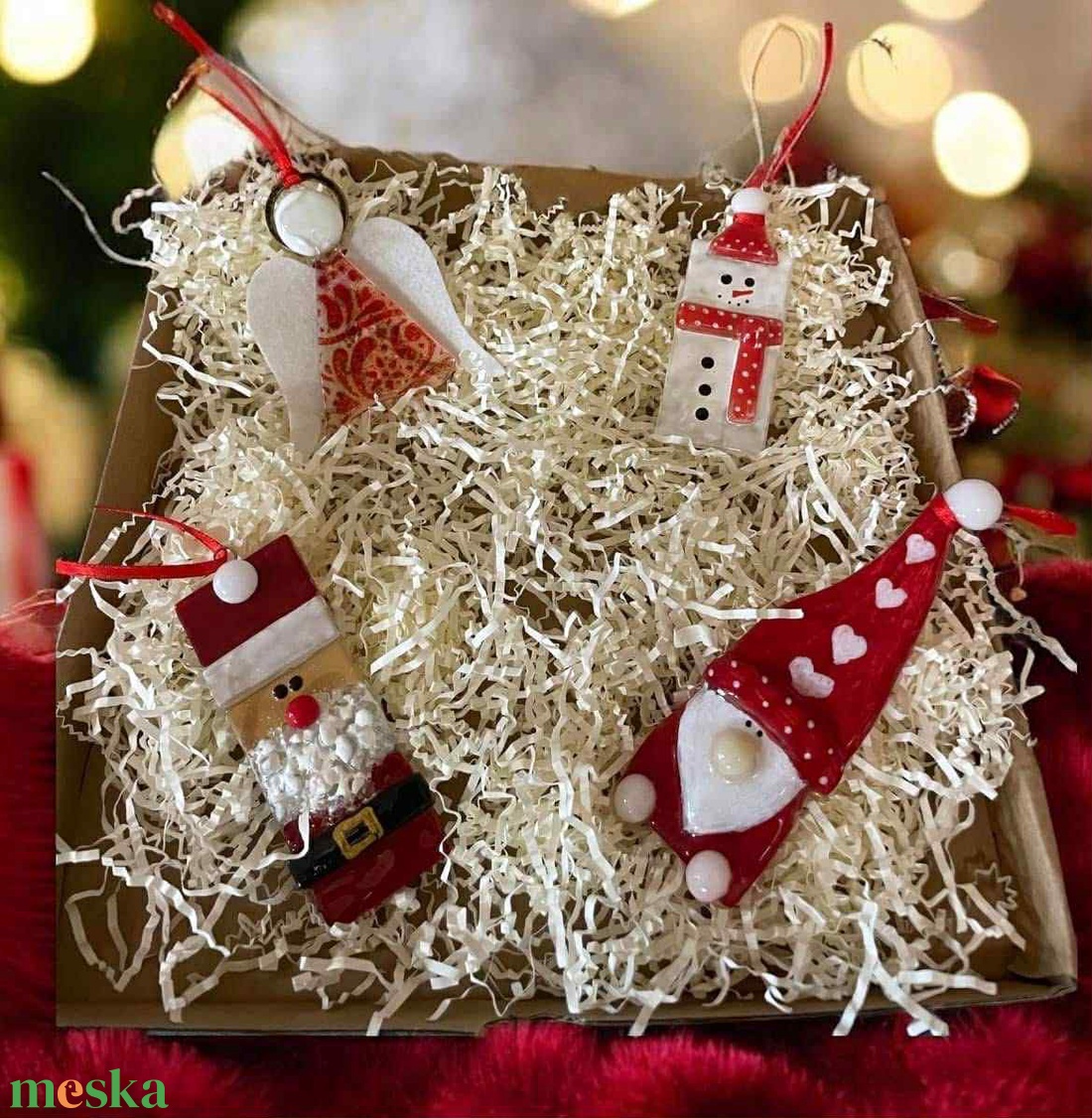 Üveg dísz készlet - karácsony - karácsonyi lakásdekoráció - karácsonyi lakásdíszek - Meska.hu