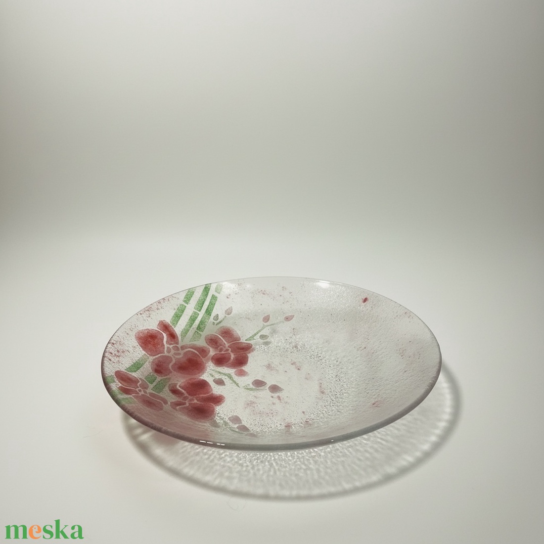 Orchidea rogyasztott üvegtál - otthon & életmód - konyhafelszerelés, tálalás - tálalás - üveg & kancsó - Meska.hu