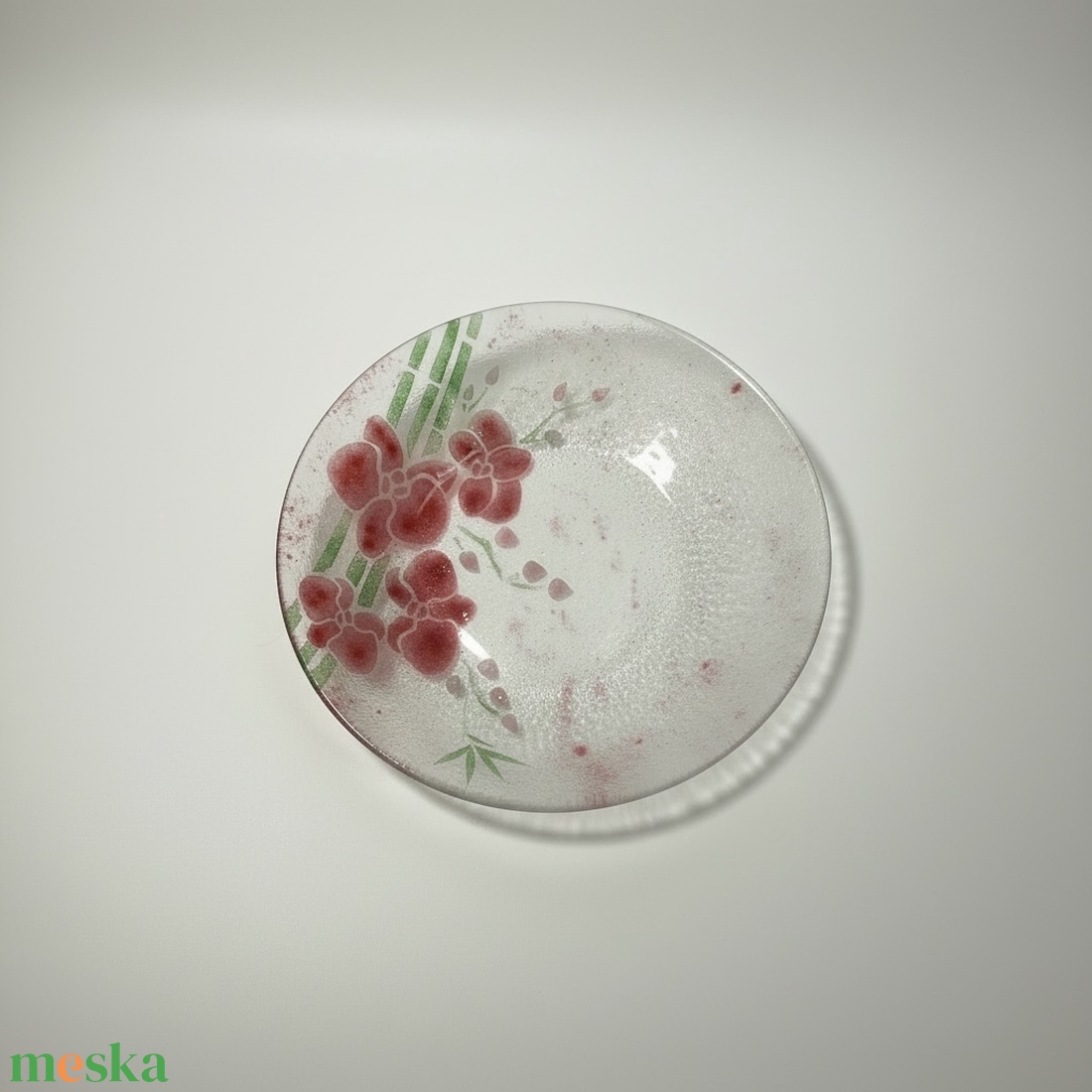 Orchidea rogyasztott üvegtál - otthon & életmód - konyhafelszerelés, tálalás - tálalás - üveg & kancsó - Meska.hu