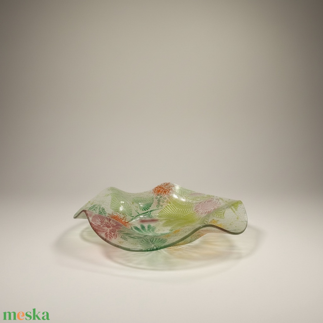 Tavasz rogyasztott üvegtál - otthon & életmód - konyhafelszerelés, tálalás - tálalás - üveg & kancsó - Meska.hu