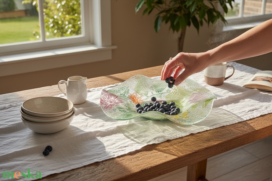 Tavasz rogyasztott üvegtál - otthon & életmód - konyhafelszerelés, tálalás - tálalás - üveg & kancsó - Meska.hu