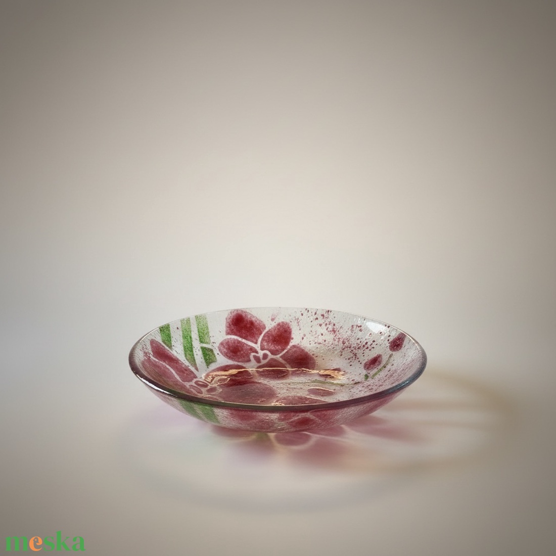 Orchidea rogyasztott üveg tálka - otthon & életmód - konyhafelszerelés, tálalás - tálalás - kínálótál - Meska.hu