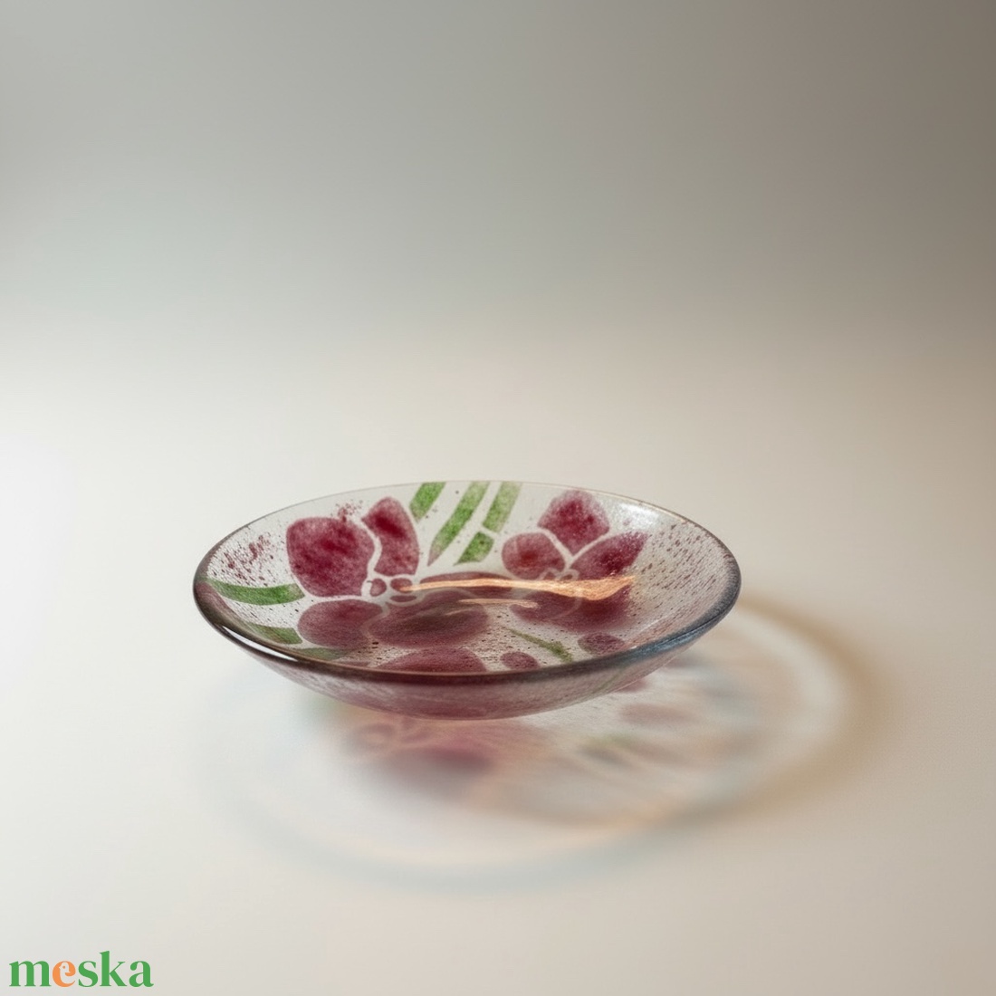 Orchidea rogyasztott üveg tálka - otthon & életmód - konyhafelszerelés, tálalás - tálalás - kínálótál - Meska.hu