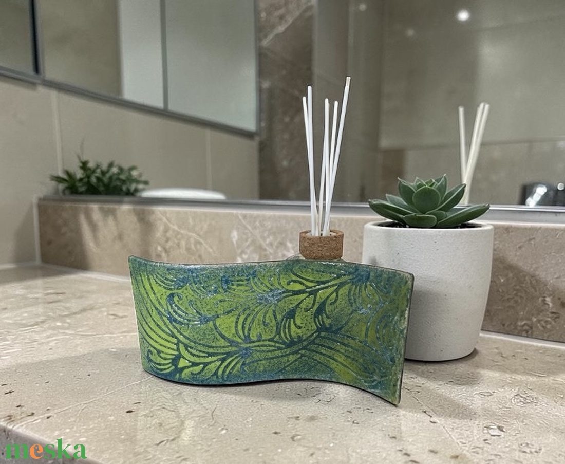 Türkiz hullám mécsestartó dekoráció - otthon & életmód - dekoráció - asztal és polc dekoráció - díszüveg - Meska.hu