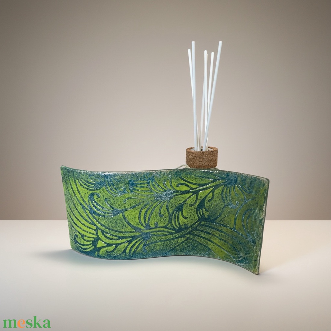 Türkiz hullám mécsestartó dekoráció - otthon & életmód - dekoráció - asztal és polc dekoráció - díszüveg - Meska.hu