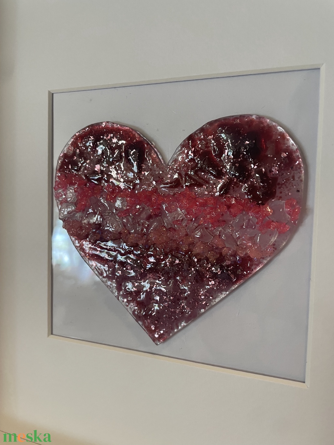 Rózsaszín ölelés - szív alakú üvegkép, dekoráció - otthon & életmód - dekoráció - kép & falikép - üvegkép - Meska.hu