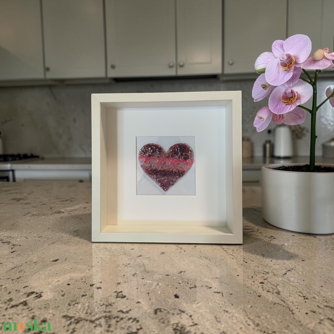 Rózsaszín ölelés - szív alakú üvegkép, dekoráció - otthon & életmód - dekoráció - kép & falikép - üvegkép - Meska.hu
