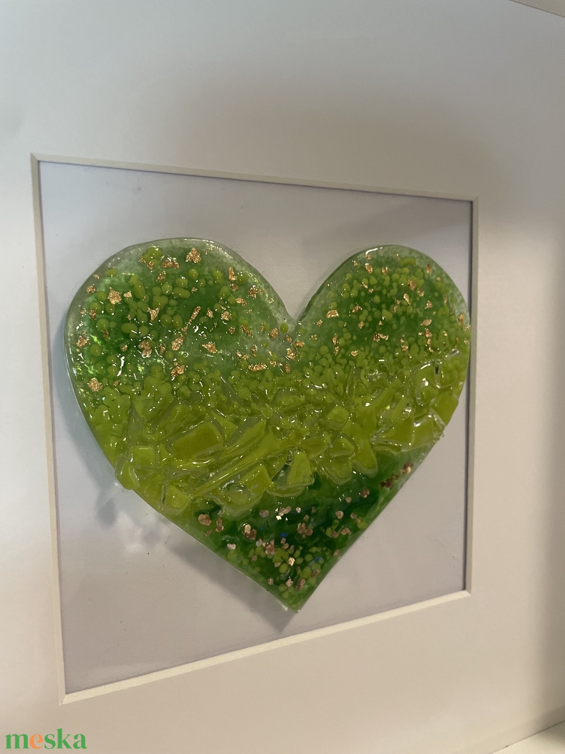 Zöld harmónia - szív alakú üvegkép - otthon & életmód - dekoráció - kép & falikép - üvegkép - Meska.hu