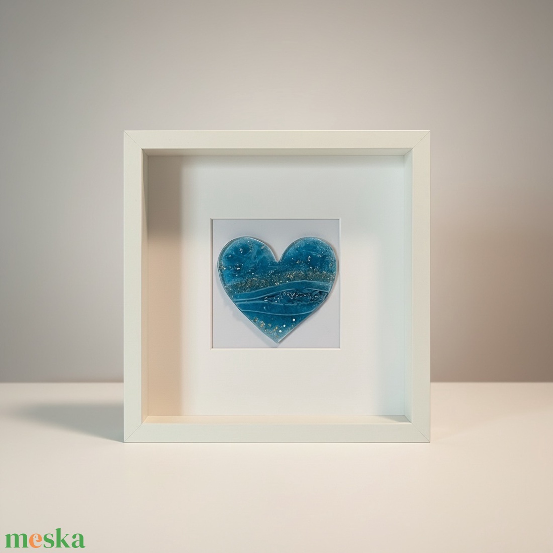 Kék nyugalom - szív alakú üvegkép - otthon & életmód - dekoráció - kép & falikép - üvegkép - Meska.hu