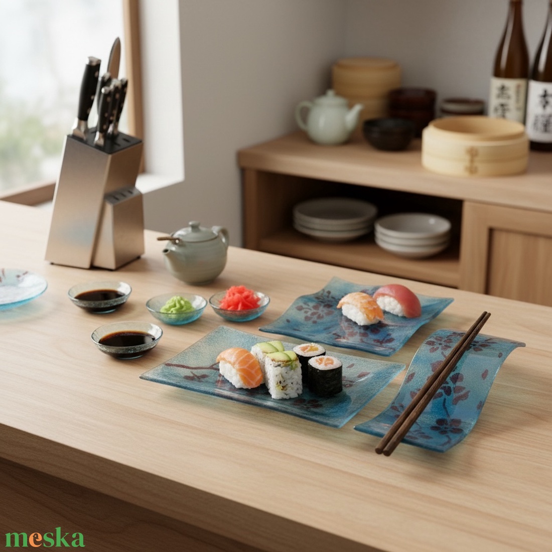Sushi tál szett - otthon & életmód - konyhafelszerelés, tálalás - tálalás - tányér & étkészlet - Meska.hu
