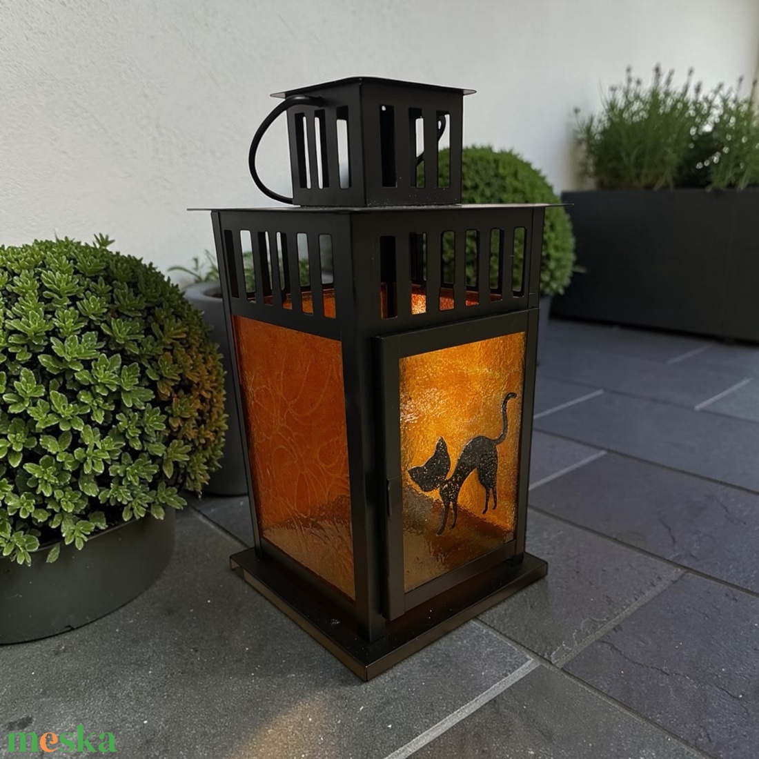 Cica lámpás tök mintával - otthon & életmód - dekoráció - halloween - halloweeni lámpás - Meska.hu