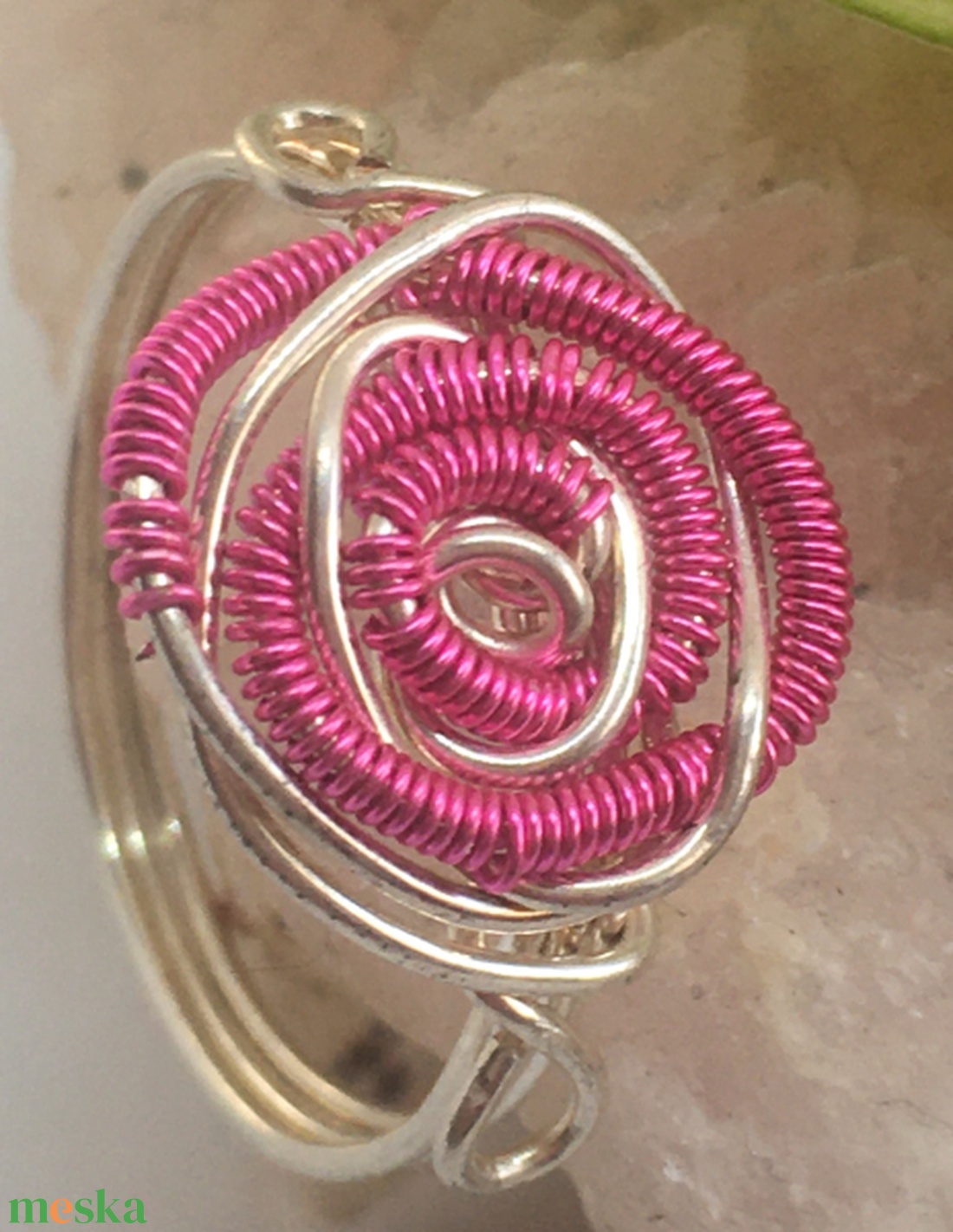 Rózsás gyűrű pink - ékszer - gyűrű - fonódó gyűrű - Meska.hu Rózsás gyűrű pink - ékszer - gyűrű - fonódó gyűrű - Meska.hu