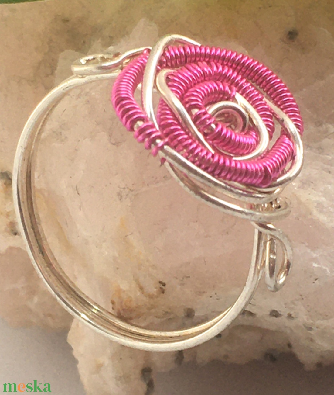 Rózsás gyűrű pink - ékszer - gyűrű - fonódó gyűrű - Meska.hu Rózsás gyűrű pink - ékszer - gyűrű - fonódó gyűrű - Meska.hu