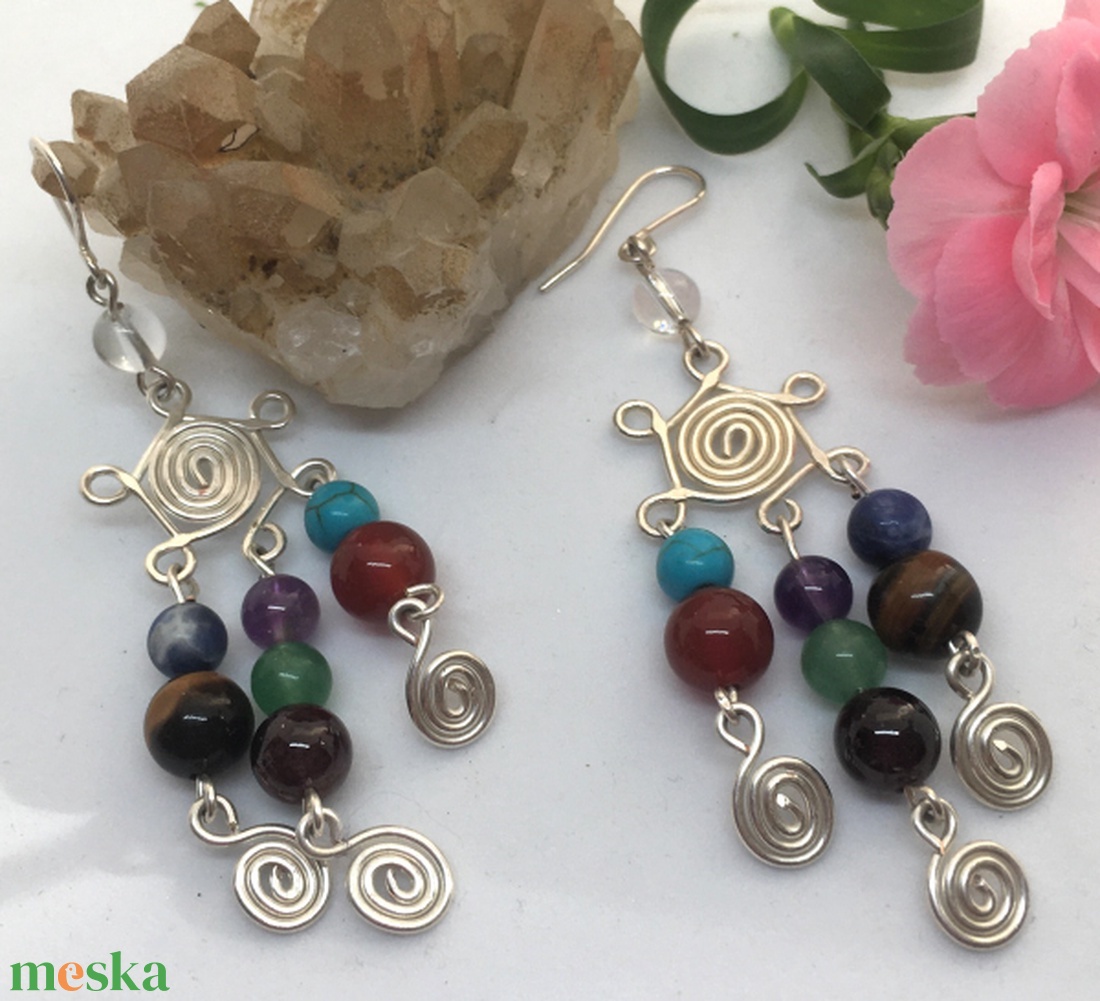 Napocskás csakra fülbevaló - ékszer - fülbevaló - csillár fülbevaló - Meska.hu