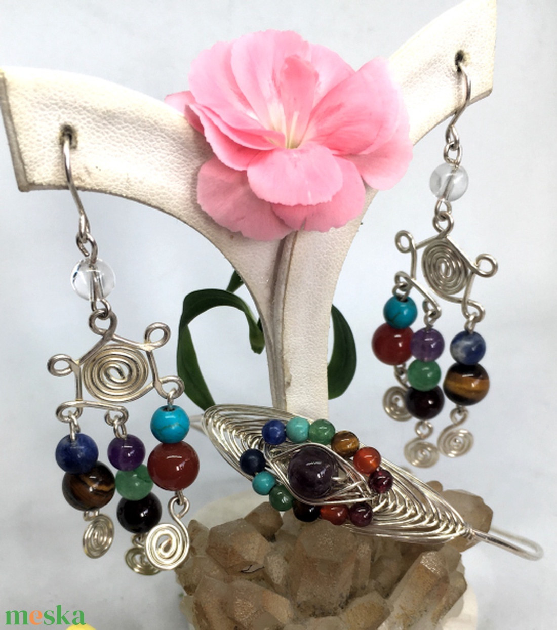 Napocskás csakra fülbevaló - ékszer - fülbevaló - csillár fülbevaló - Meska.hu