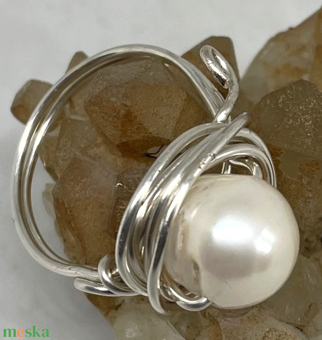 Egyköves tenyésztett gyöngyös gyűrű - ékszer - gyűrű - szoliter gyűrű - Meska.hu