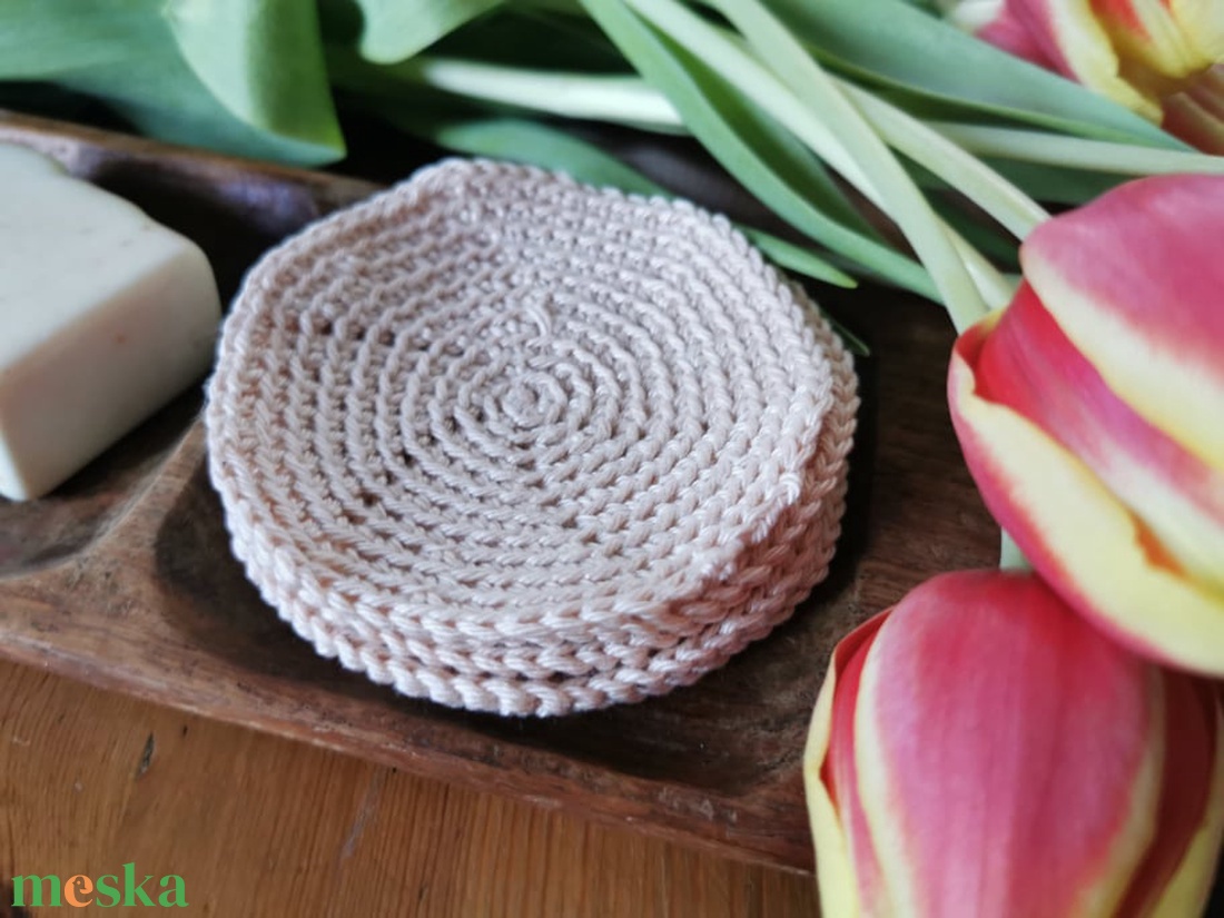 ZERO WASTE HORGOLT KOZMATIKAI KORONG ARCTISZTÍTÓ/SMINKELTÁVOLÍTÓ természetes anyagból,mosható-vasalható,környezettudatos - szépségápolás - arcápolás - arctisztító korong - Meska.hu