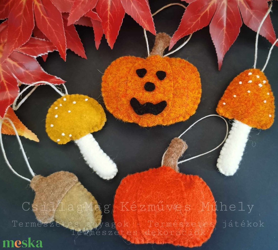 ŐSZI DEKORÁCIÓ 5 DB/SZETT SÜTŐTÖKKEL, HALLOWEEN TÖKKEL, MAKKAL, SZÍNES GOMBÁKKAL TERMÉSZETES ANYAGOKBÓL NEMEZDEKORÁCIÓ - otthon & életmód - dekoráció - fali és függő dekoráció - függődísz - Meska.hu ŐSZI DEKORÁCIÓ 5 DB/SZETT SÜTŐTÖKKEL, HALLOWEEN TÖKKEL, MAKKAL, SZÍNES GOMBÁKKAL TERMÉSZETES ANYAGOKBÓL NEMEZDEKORÁCIÓ - otthon & életmód - dekoráció - fali és függő dekoráció - függődísz - Meska.hu