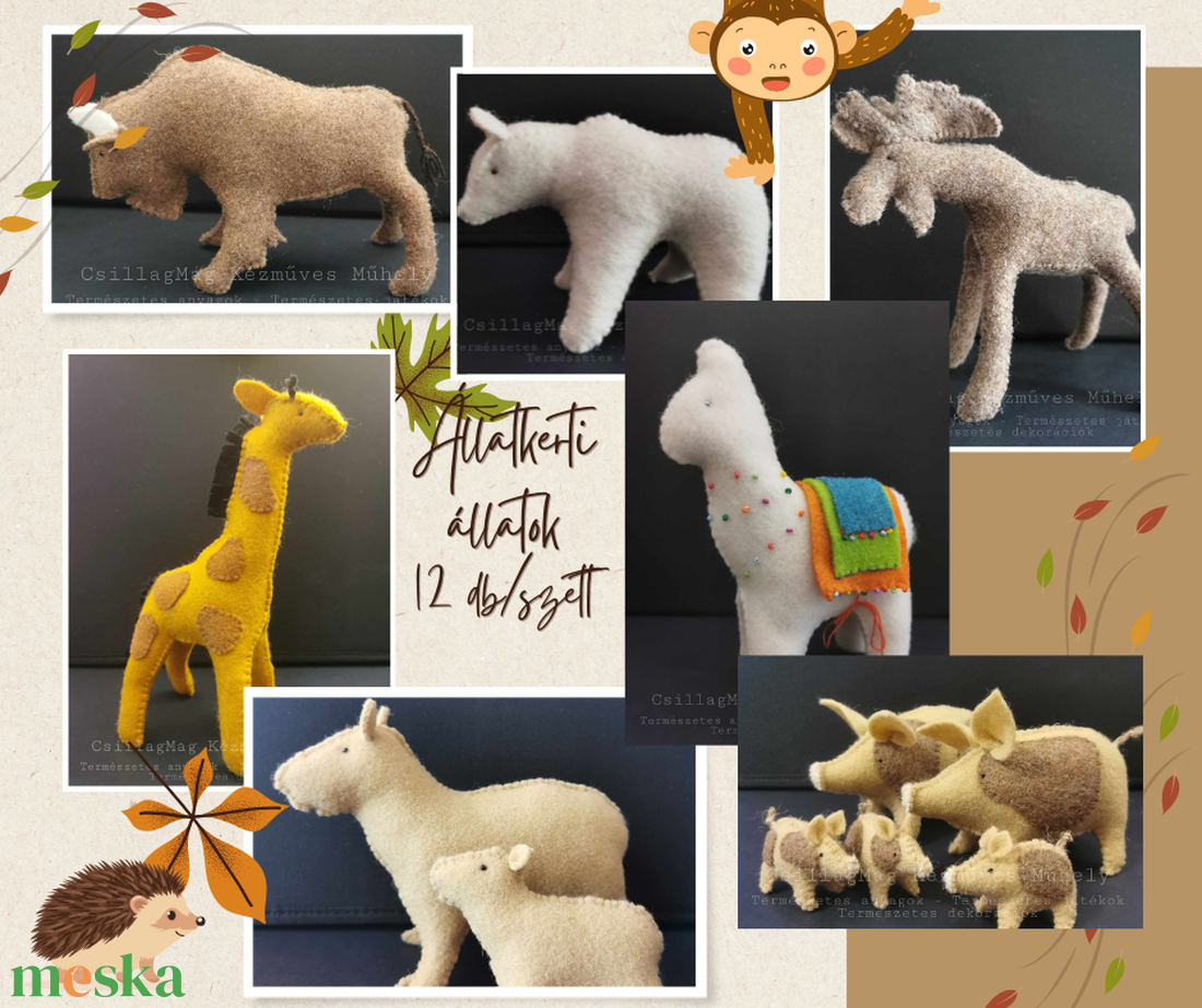 ÁLLATKERTI ÁLLATOK 12 DB/SZETT TERMÉSZETES ANYAGOK GYAPJÚFILC GYAPJÚ NEMEZJÁTÉK ÁLLATFIGURÁK ZOO - játék & sport - plüssállat & játékfigura - más figura - Meska.hu ÁLLATKERTI ÁLLATOK 12 DB/SZETT TERMÉSZETES ANYAGOK GYAPJÚFILC GYAPJÚ NEMEZJÁTÉK ÁLLATFIGURÁK ZOO - játék & sport - plüssállat & játékfigura - más figura - Meska.hu
