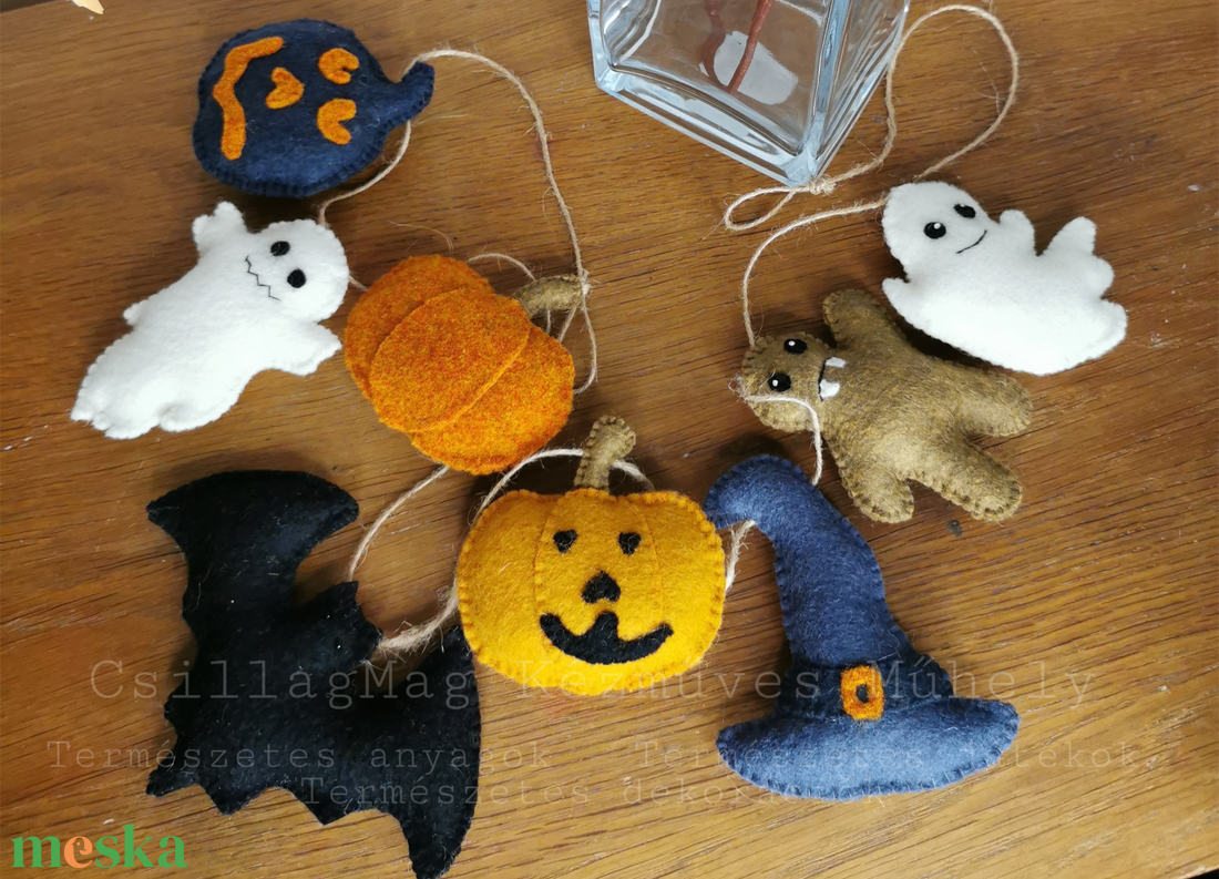 Halloween Dekoráció Természetes Fenntartható Anyagokból Sütőtök Szellem Denevér Sütiemberke Boszorkánykalap  - otthon & életmód - dekoráció - halloween - halloweeni dekoráció - Meska.hu