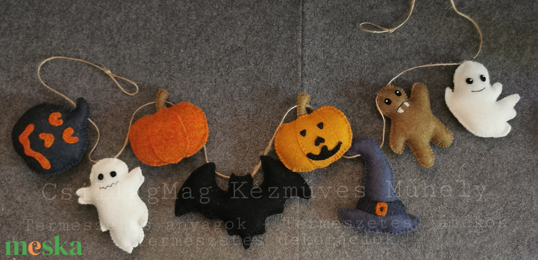 Halloween Dekoráció Természetes Fenntartható Anyagokból Sütőtök Szellem Denevér Sütiemberke Boszorkánykalap  - otthon & életmód - dekoráció - halloween - halloweeni dekoráció - Meska.hu