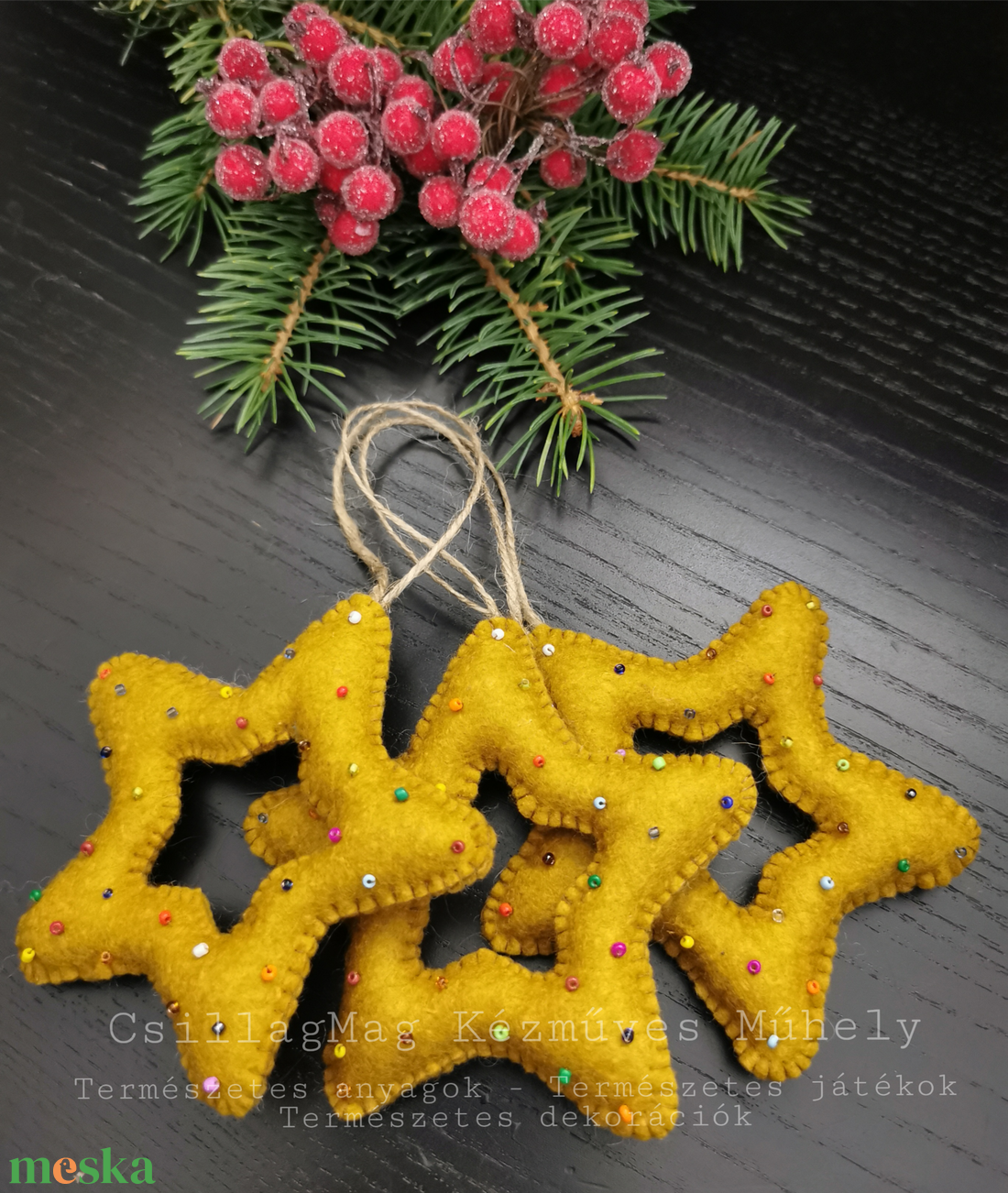 KÜLÖNLEGES KARÁCSONYI CSILLAGOK 3 DB/SZETT EGYEDI FENNTARTHATÓ TERMÉSZETES ANYAGOK GYAPJÚFILC GYAPJÚ TERMÉSZETES DÍSZEK  - karácsony - karácsonyi lakásdekoráció - karácsonyfadíszek - Meska.hu
